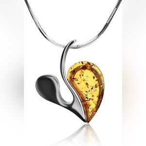 Amber Heart Necklace Certified New in Box